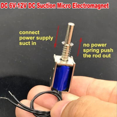 6V-12V DC Suction Electromagnet Spring Push-Pull Type Rod Linear Solenoid Magnet - Image 1 of 4