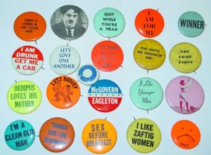 VINTAGE HIPPIE ERA 1960ER & 1970ER 1,5 ZOLL KNOPF SAMMLUNG SET 20 SCHÖN #18 - Bild 1 von 3