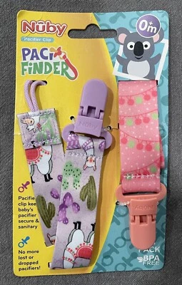 Nuby Infant  2 Pack Paci Finder 0+M Pacifier Clips Camel Cactus Girls Newborn  - Image 1 of 4