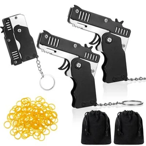 Herdear 2 Stück Klappbare Gummiband Pistolen Spielzeuge mit 120 Stück Weich Elas - Bild 1 von 7