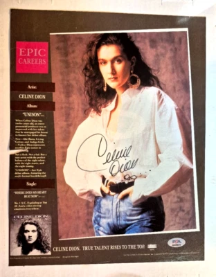 FOTO DE PERFIL DA REVISTA CELINE DION ASSINADA AUTOGRAFADA 11X14 TITANIC PSA CERTIFICADO DE AUTENTICIDADE A - Imagem 1 de 3