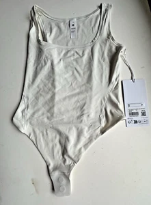 NEW LULULEMON $68 WOMENS NULU SQUARE NECK SLEEVELESS BODYSUIT BONE XS SHIRT - Picture 1 of 12