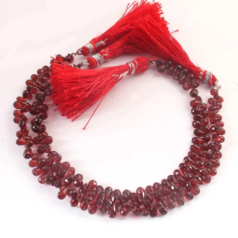 1 Long Strand Garnet Tear Drop Beads ,Faceted Gemstone Pear Drop beads, - Image 1 of 1