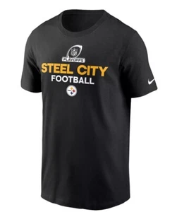 Nike Men's Large Pittsburgh Steelers 2024-2025 Playoffs T-Shirt Black NWT - Picture 1 of 3