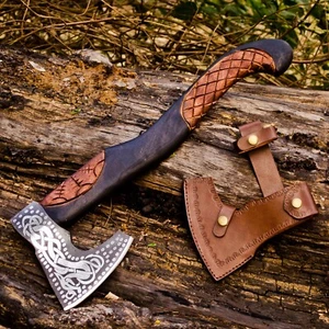 Custom HAND FORGED Carbon Steel Viking Axe VALHALLA AXE Throwing AXE W/Sheath - Picture 1 of 11