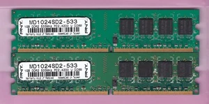 2GB 2x1GB PC2-4200 DDR2-533 PNY MD1024SD2-533 SAMSUNG Desktop Ram Memory Kit - Picture 1 of 2
