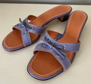 Cole Haan Lavender Orange Leather Bow Tie X-Cross Straps Sandals Size 8B Heels - Picture 1 of 5