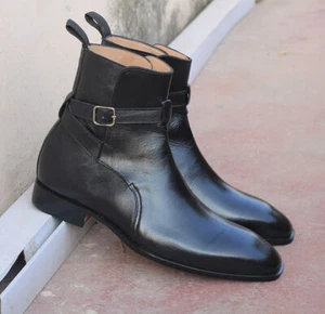 Botines Jodhpurs negros hechos a mano para hombre. Botines altos para hombre. Bota de cuero - Imagen 1 de 3