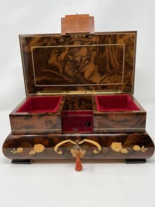 Swiss 18 Note Double Level Jewelry Music Box w/ Burl Walnut Wood~plays Edelweiss - Picture 1 of 23