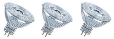 3x Osram LED MR16 Spot silber Gu5.3 12V 3,4W = 20W dimmbar EEK:F (Spektrum A-G) - Bild 1 von 4