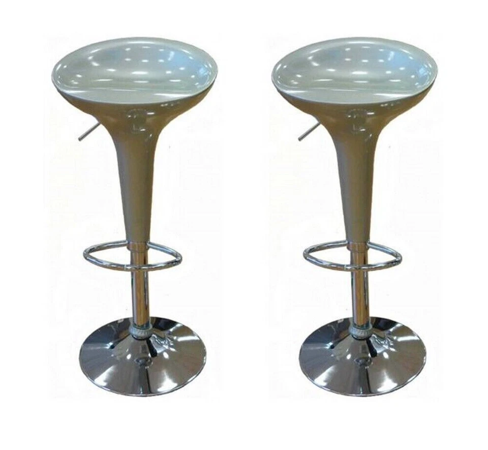 COPPIA SGABELLI SGABELLO BAR ALBI IN RESINA E METALLO GIREVOLE Argento - Immagine 1 di 1