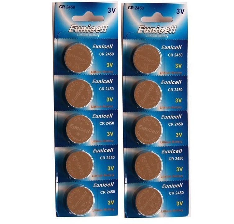 ENVOI AVEC SUIVI EUNICELL 10 PILES PLATES CR2450 CR 2450 DL2450 LITHIUM 3V