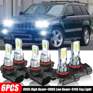 For Jeep Grand Cherokee 2005-10 6000K 6X LED Headlight Hi/Lo+Fog Light Bulbs Kit - Bild 1 von 12