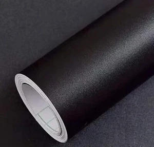 Matte Black Contact Paper Peel and Stick Wallpaper Solid Black Self-Adhesive Dra - Picture 1 of 2