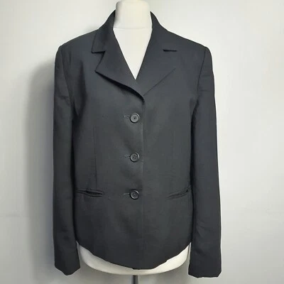 RALPH LAUREN 100% чисто камвольная шерсть куртка Великобритании размер 10 Smart Blazer черный - Изображение 1 из 4