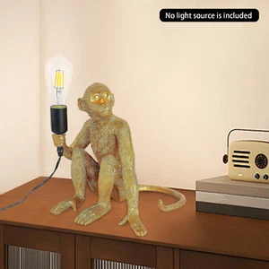 Gold Monkey Table Lamp Sitting Monkey Light Bedroom Monkey Table Light Gift - Picture 1 of 6