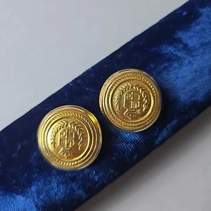 Vintage Liz Claiborne Gold Tone Heraldic Earrings Clip On - Picture 1 of 3