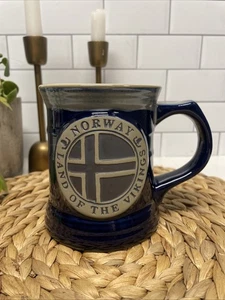 Norway Land Of The Vikings Oversized Mug Uffda Shop Navy Blue Redwing MN - Picture 1 of 7