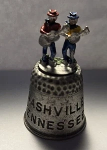 Nashville, Tennessee Thimble-Unique w/Guitar Toting Singers on Top-Pewter - Picture 1 of 4