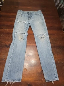 LEVIS HERREN 505 BLAU JEANS GRÖSSE 33 X 34 DISTRESSED LÖCHER GUT GEBRAUCHT TOLLER LOOK! - Bild 1 von 2