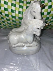 Vintage Pearlized Ceramic Unicorn Statue - Picture 1 of 7
