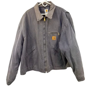 Vintage J97PTL Carhartt Detroit Jacket Blanket Lined Petrol Gray Mens 5XL Faded - Picture 1 of 20