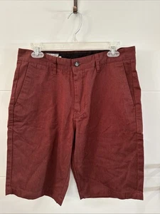 Vtg Volcom Corpo Class Chino Shorts Mens 30 Burgundy Workwear High Rise Reg Fit - Picture 1 of 8