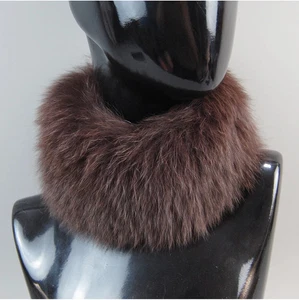 Knitted Headband Scarves Real Fox Fur Show Scarf Genuine Elastic Warm Fluffy - Picture 1 of 34