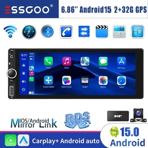 DAB+ 1 DIN Android 15 Autoradio Mit Bluetooth GPS Navi RDS WIFI USB SWC KAM 32GB - Bild 1 von 14