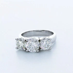 3-Stone Engagement Ring 14K Gold Trellis 6 Carat Round Lab-Grown Diamond I SI2 - Picture 1 of 21