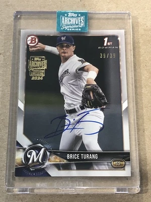 2024 Topps Archives Signature Series Brice Turang 1st Bowman #39/39 BREWERS - Image 1 of 4