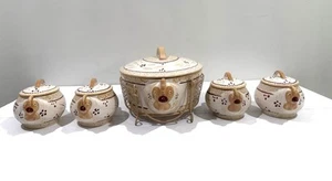 RARE Temptations Tara Chicken Old World Yellow Casserole Dish & Soup Bowls w Lid - Picture 1 of 17