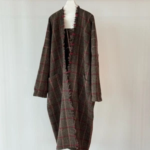 Uma Wang British Retro Coat, Plaid Coat Autumn Winter, Thickened Loose Wool Coat - Picture 1 of 12