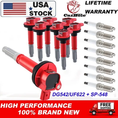 8 Ignition Coil & Spark Plug for 2011-2016 Ford F-150 5.0L V8 C1802 UF622 DG542 - Image 1 of 4