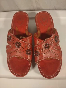 Ariat Damen Bella Clogs Slipper Größe 11B Chili Rot Leder Kontrastnähte  - Bild 1 von 16