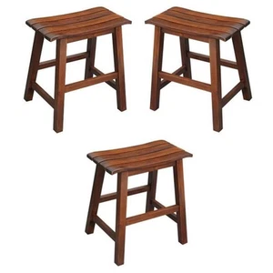 Home Square 3 Piece Solid Wood 18"H Slat Seat Barstool Set in Espresso - Picture 1 of 2