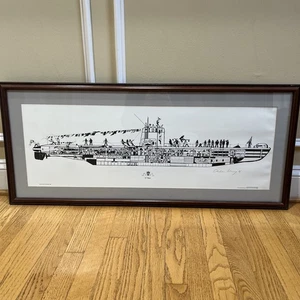 Stoke Gallery 1996 Andrew Wing Print Art Signed ‘A’ Class Submarine Silhouette - Picture 1 of 24