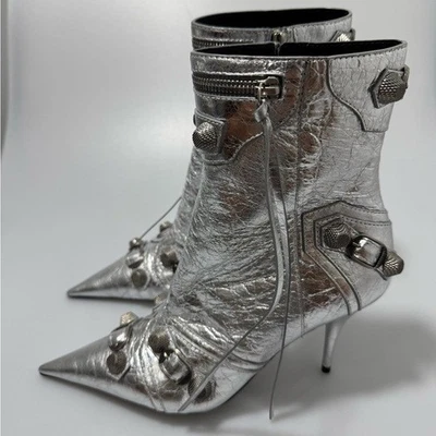 Botines Balenciaga Cagole 90 mm plateados metálicos para mujer EU 37,5/US 7,5 Foto 1 de 4