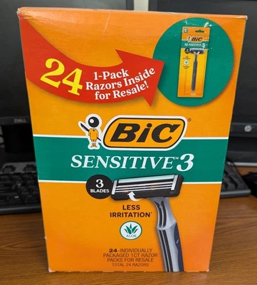 1 BOX OF BIC 24CT SENSITIVE3 INDIVIDUALLY PACKAGED RAZORS *PIC IS ACTUAL ITEM* - Image 1 of 4