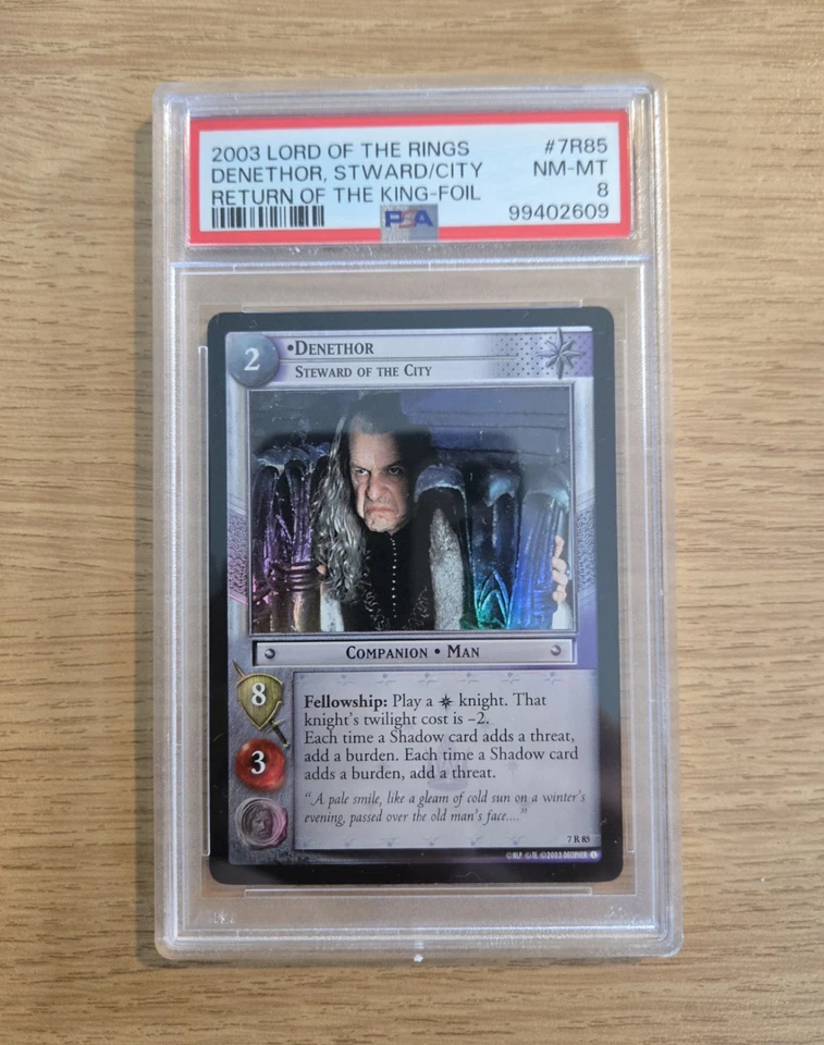 LOTR TCG DENETHOR STEWARD OF THE CITY 7R85 Foil PSA 8 NM/M - Image 1 of 1