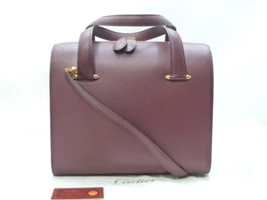Auth Cartier Must De Cartier Bag with Shoulder Strap Hand Bag Bordeaux #36636574 - Picture 1 of 13