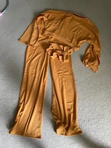 Women mustard top and trousers suit size S/M - Picture 1 of 2