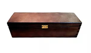 Dark Brown Wooden Wine Bottle Storage Box - Long Gift Box Stylish - Picture 1 of 11