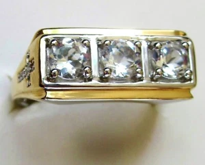 Men's Petalite Ring / size 13 / 14K Gold over 925 Sterling Silver / 1.4ct, 6.4g - Picture 1 of 5