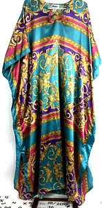 Women's Winlar Multicolor Abstract V-Neck Kimono Night Gown One Size Fits Most - Picture 1 of 5