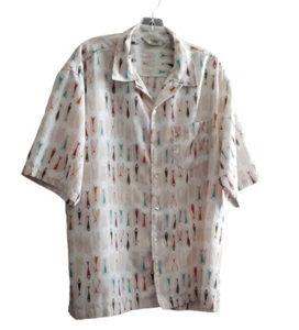 DaVinci California Shirt Short Sleeve Shell Buttons Gone Fishing Fish VTG XXL - Picture 1 of 12
