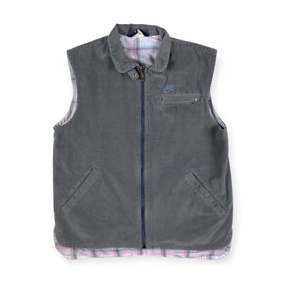 Chaleco Nike Para Mujer Vintage Años 80 Gris Pana Cremallera JAPÓN M Foto 1 de 4