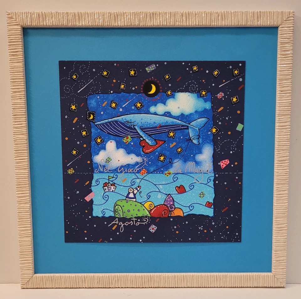 Andrea Agostini - Serigrafia Su Fondo Blu  - " Agosto " - Pop casa arte quadri - Immagine 1 di 1