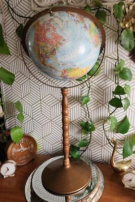 Globo de chão Globemaster vintage de 12 polegadas feito nos EUA 32" - Imagem 1 de 4