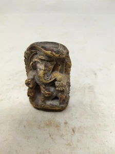 Ancient Old Rare Stone Hand Forged Hindu Lord Ganesha Figure Worship Statue - Imagen 1 de 6